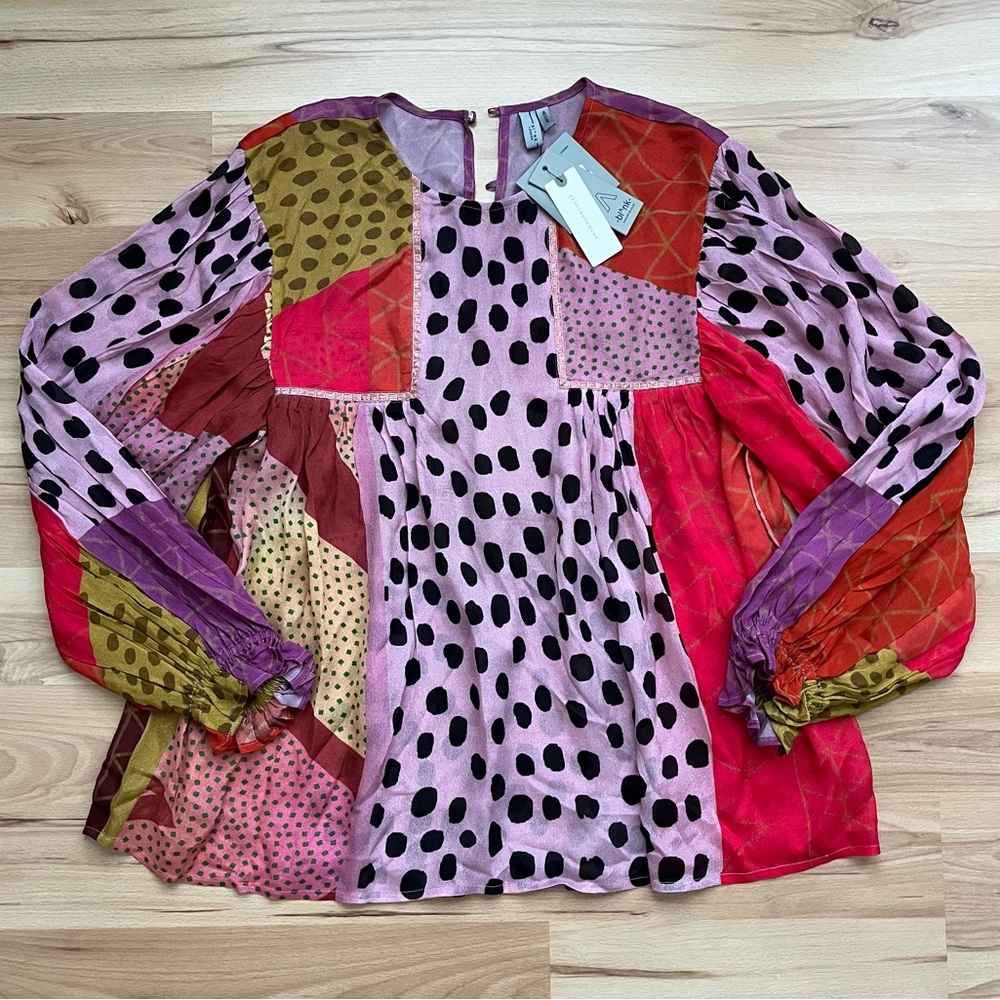 NWT Bl^nk London Anthropologie Miranda Peasant Blouse, Medium